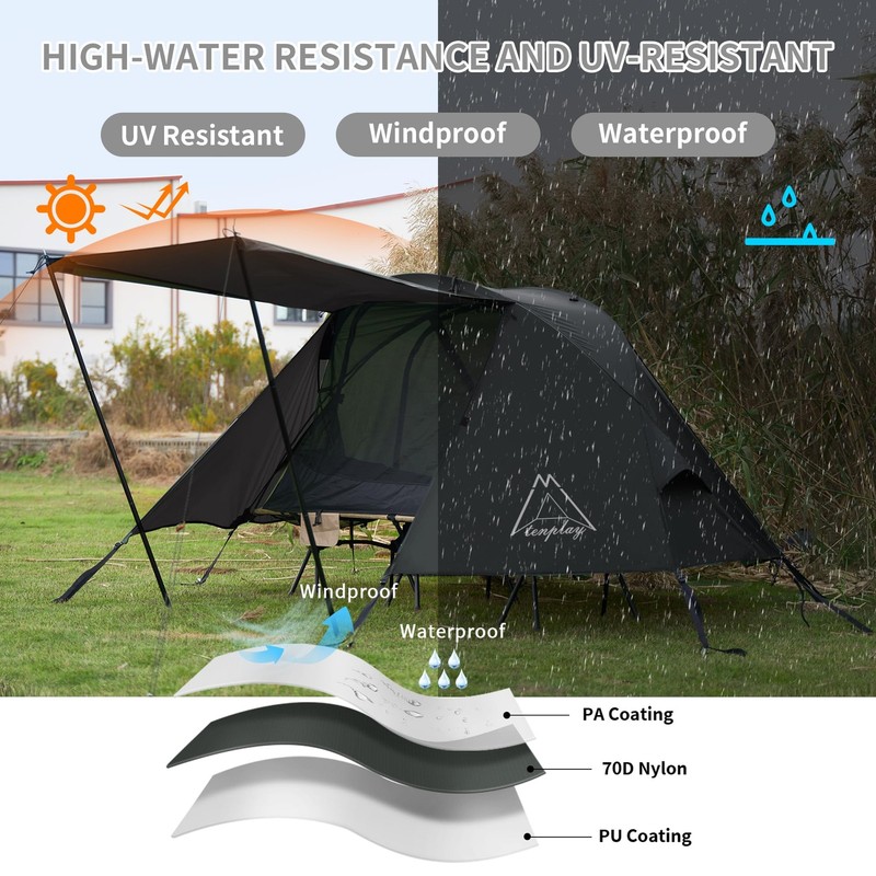 TENPLAY Cot Camping Tent, Backpacking 3 Way Tent,1 Person Sole Tents,Quick Se... gallery