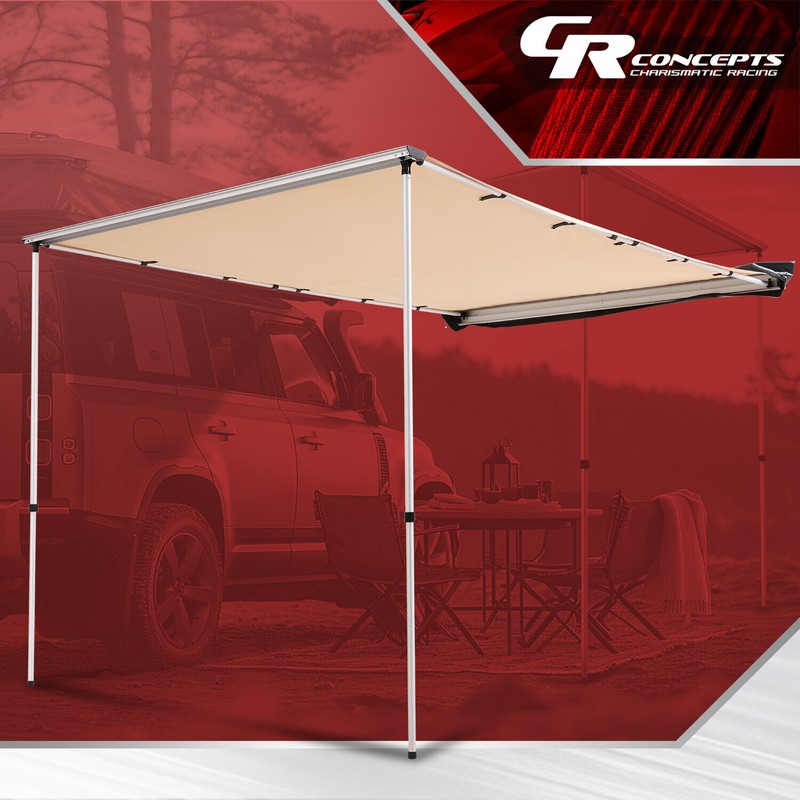 Outdoor Camping Rooftop Awning Pull Out Rooftop Sun Shade Shelter 6.5’L x 9.8’W