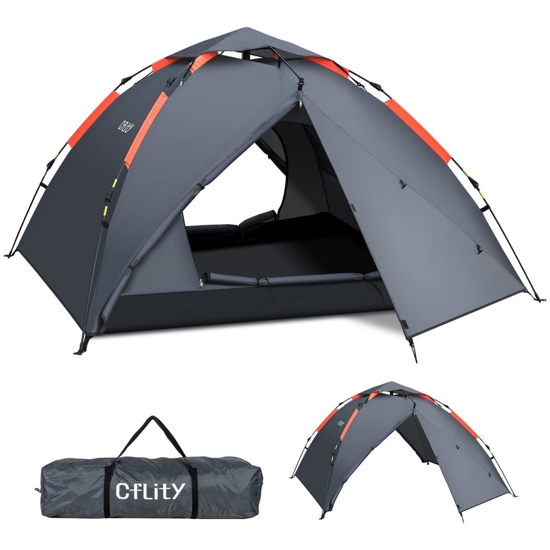 Camping Tent, 3 Person Instant Pop Up Pop Up Tent Waterproof THREE Layer Aut...