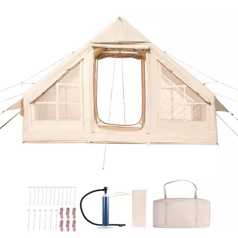 3-5 Person Inflatable Camping Tent, Easy Setup, Hand Pump, 300D Oxford, 4 Season